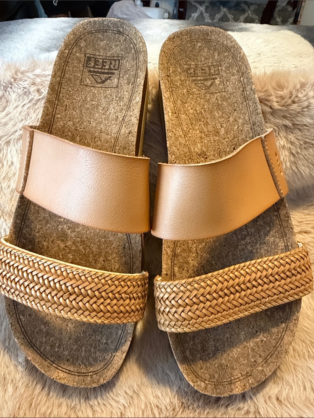 Reef Women's Caramel Braided Double-Strap Slide Sandals - Picture 3 of 7